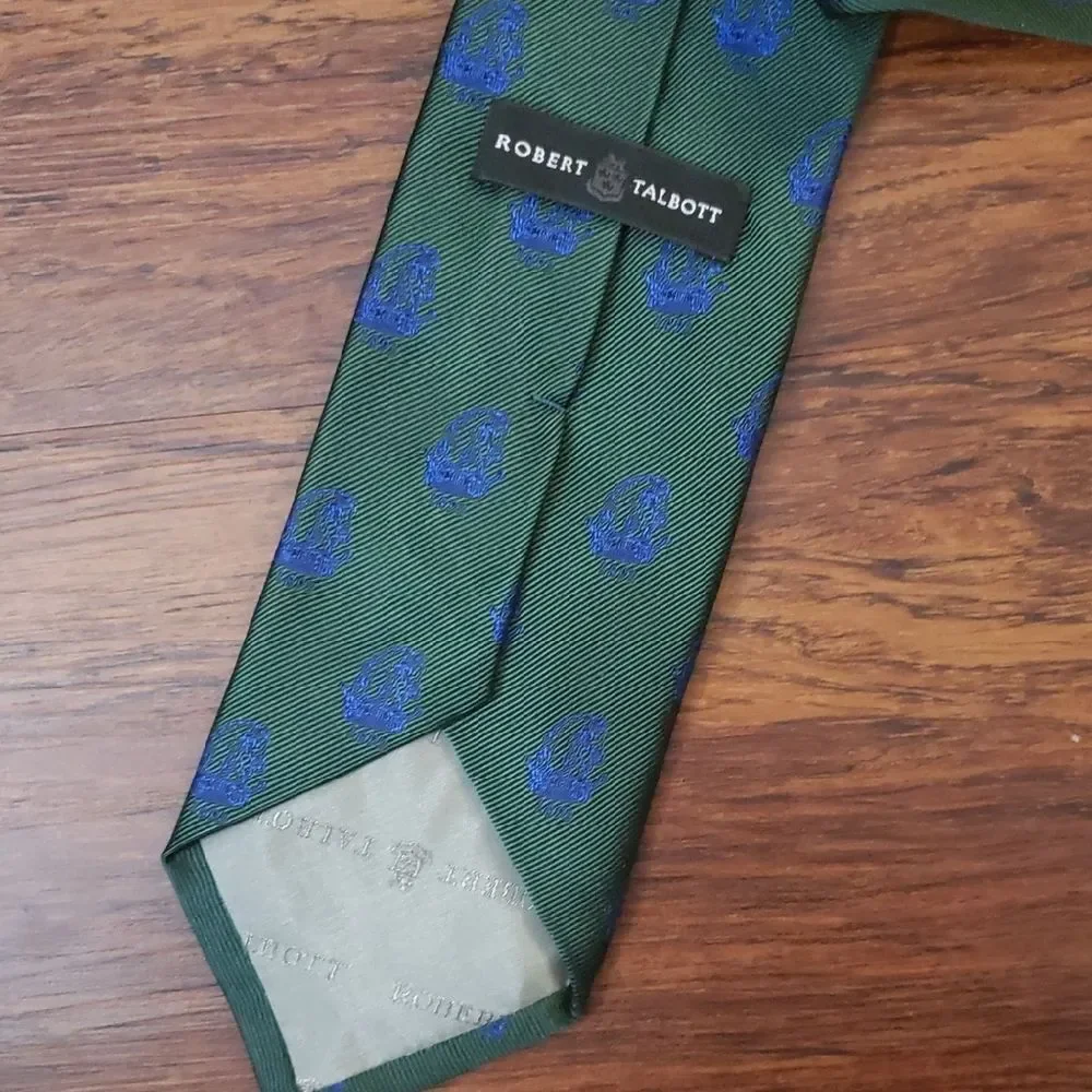 Robert Talbott Green Blue Men's Silk Tie Trendy Workcore Business Event Casual